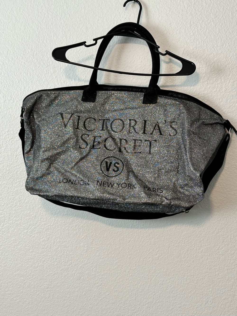 Victoria's Secret Silver Glitter Travel Duffel